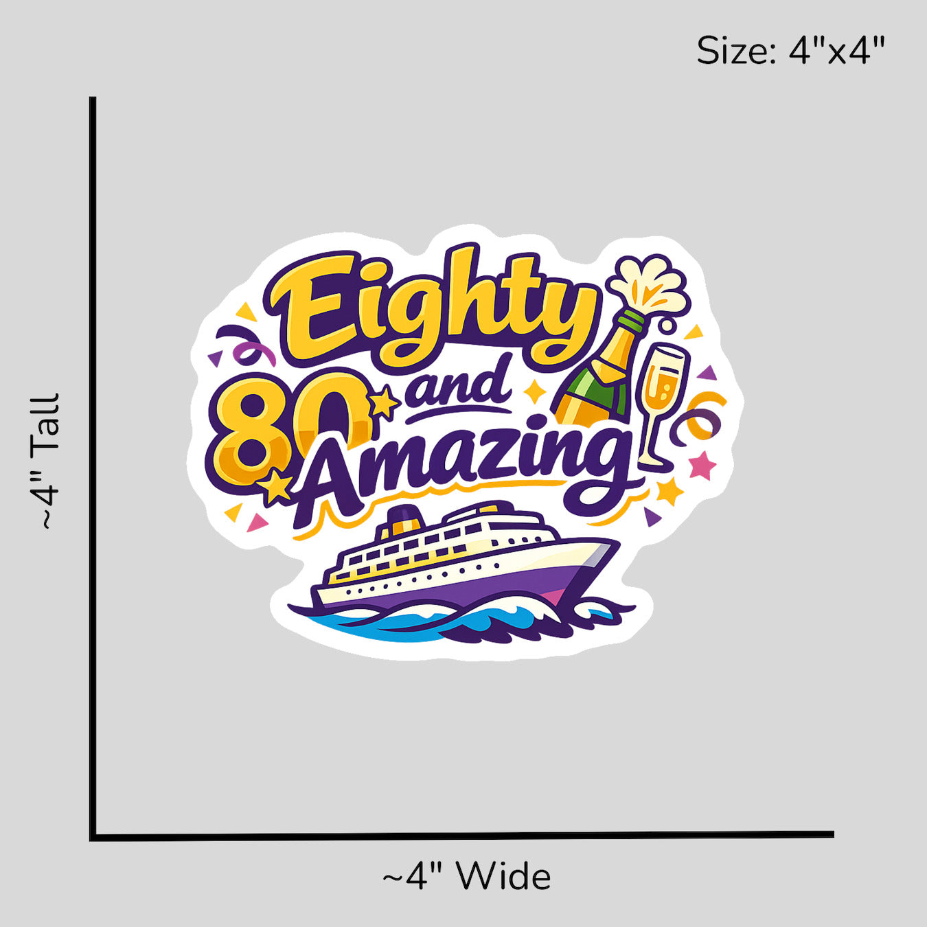 Eighty and Amazing - Size Reference Mockup