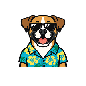 Tropical Fawn Boxer - Bordered Artwork