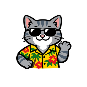 Tropical Gray Tabby - Bordered Artwork