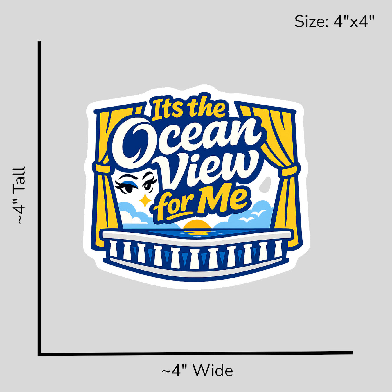 Its the Ocean View for Me - Size Reference Mockup