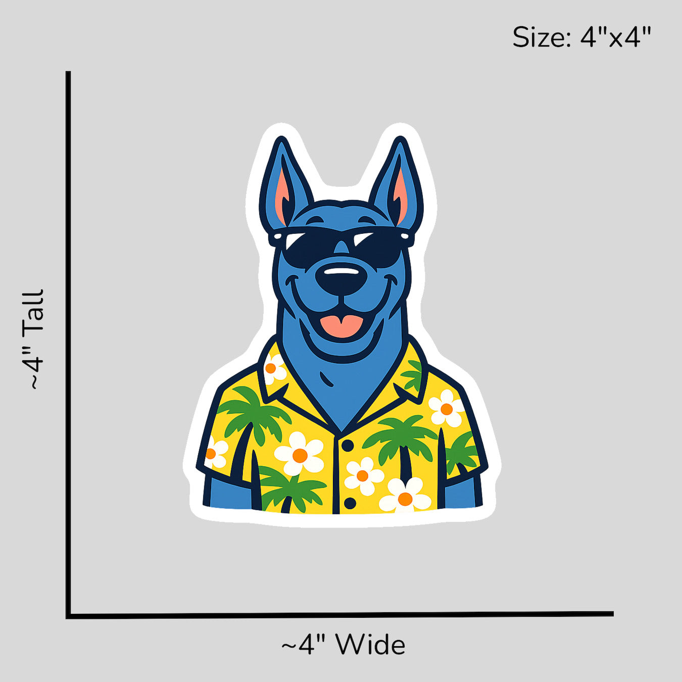 Tropical Blue Great Dane - Size Reference Mockup