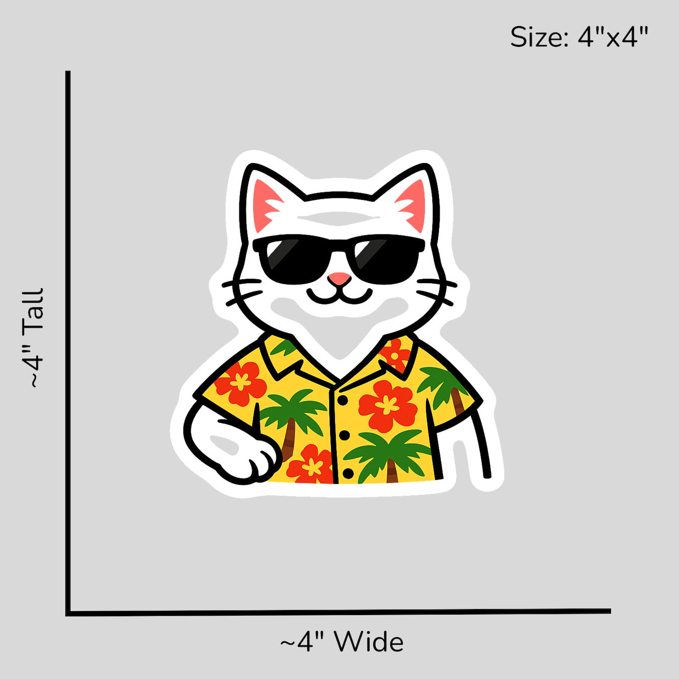 Tropical White Cat - Size Reference Mockup