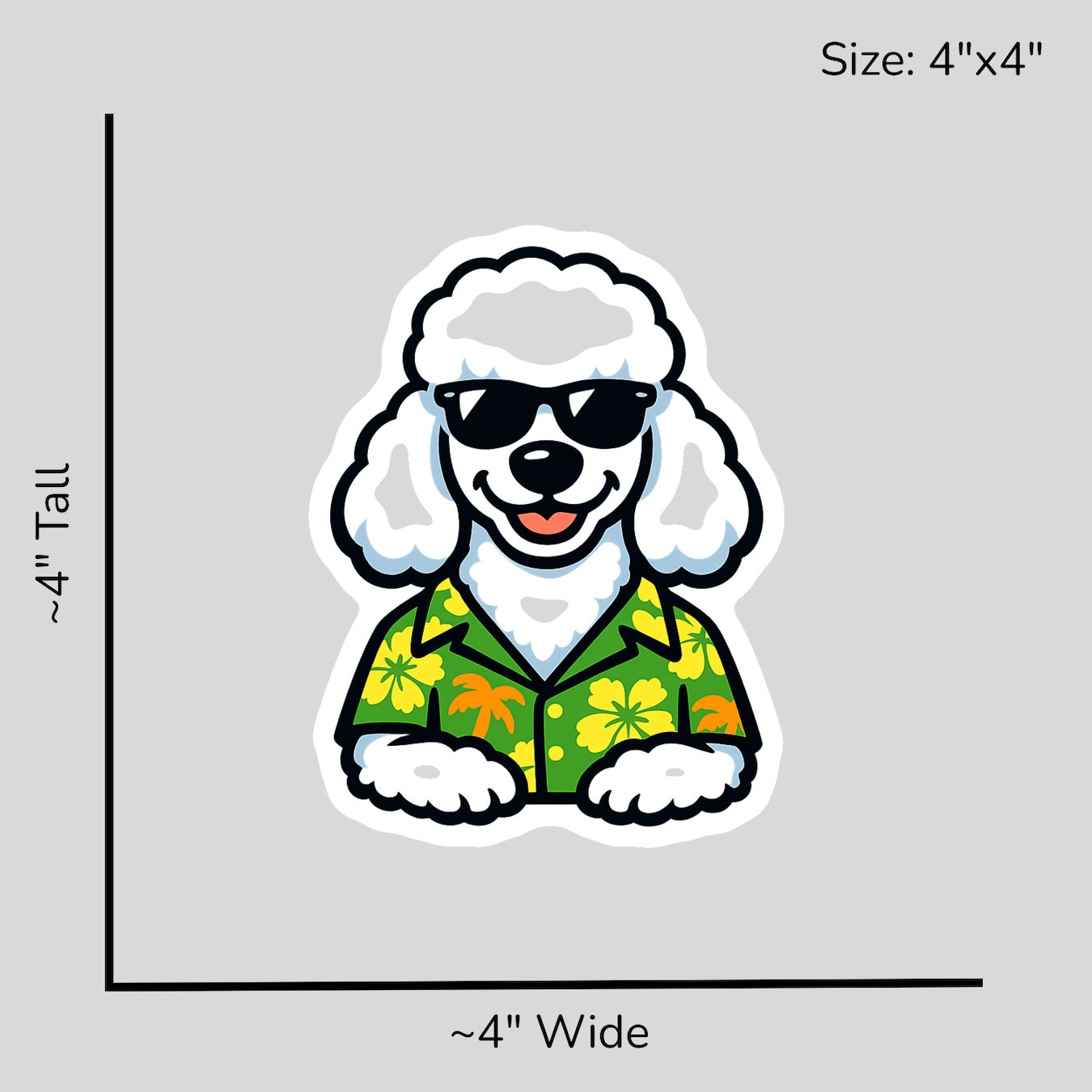 Tropical White Poodle - Size Reference Mockup