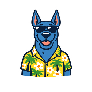 Tropical Blue Great Dane - Bordered Artwork