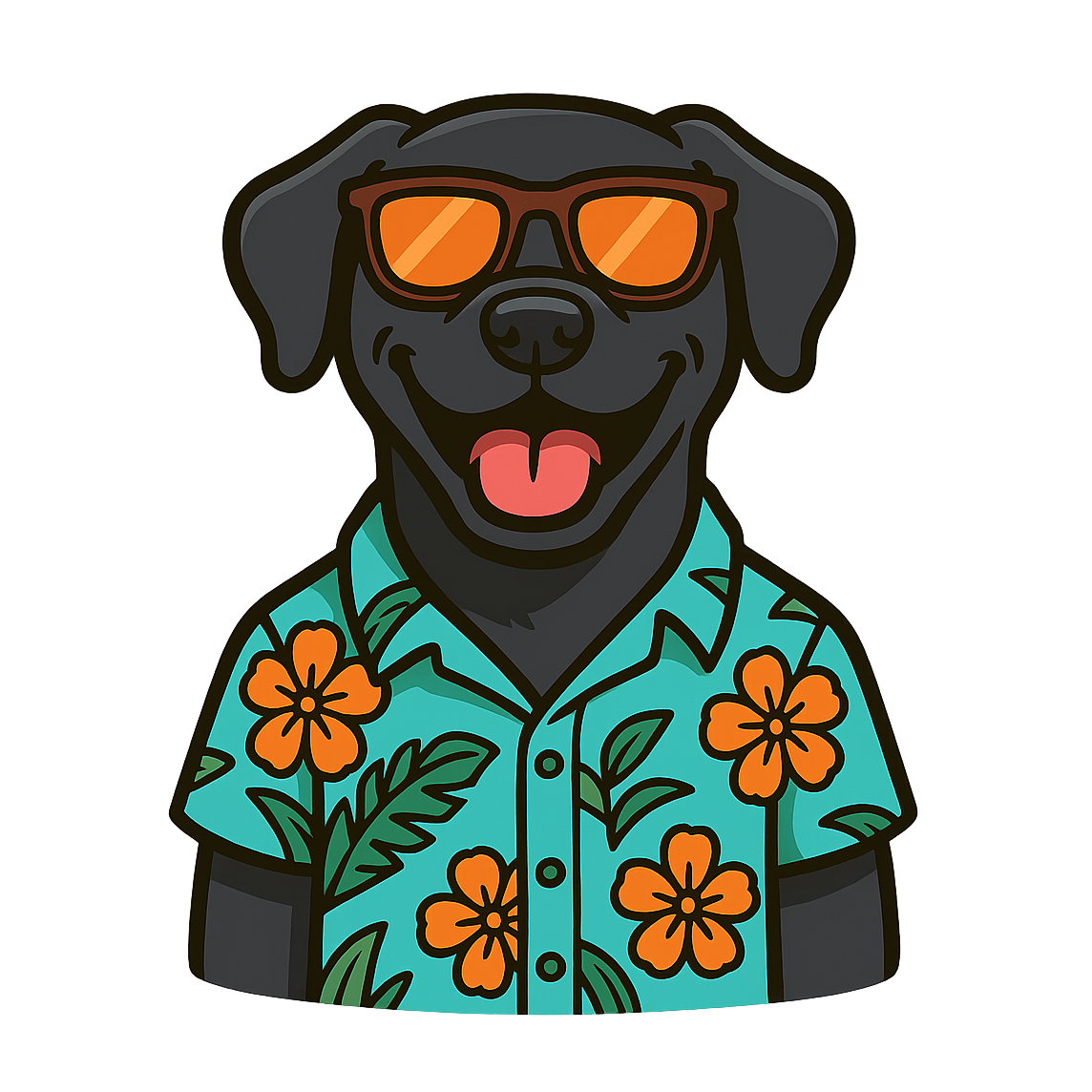 Tropical Black Lab - Bordered Artwork
