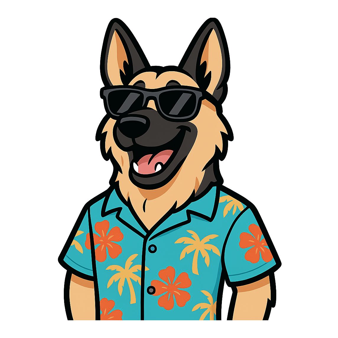 Tropical German Shepherd - Bordered Artwork