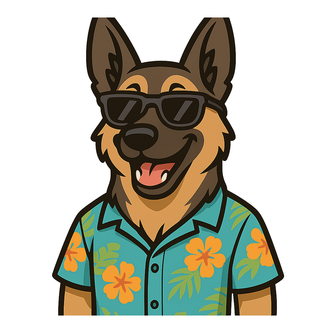 Tropical Sable German Shepherd - Bordered Artwork