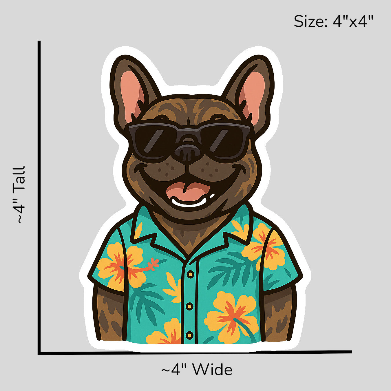 Tropical Brindle French Bulldog - Size Reference Mockup