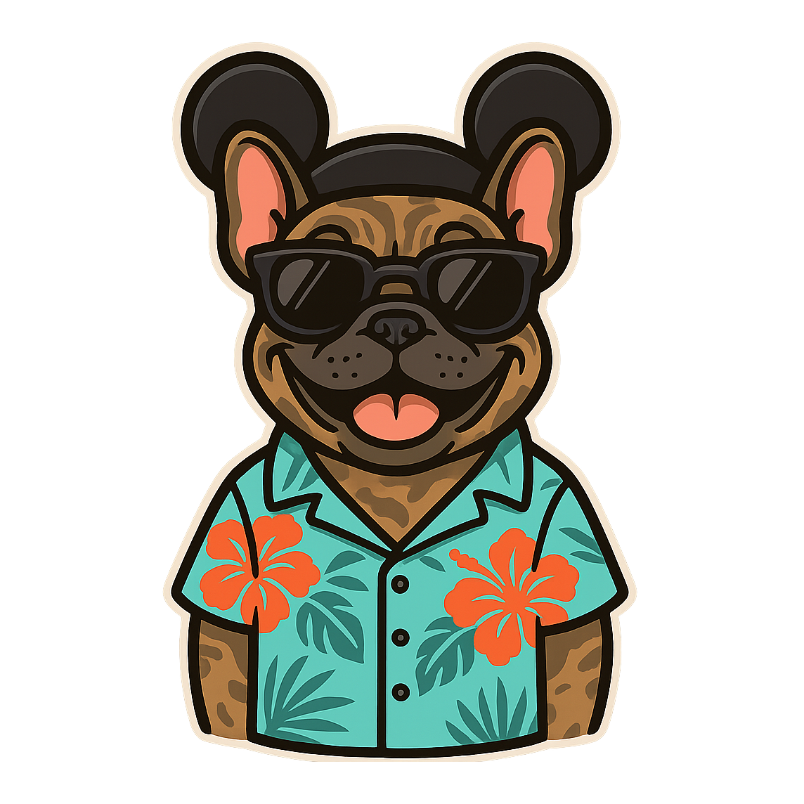 Magic Brindle French Bulldog - Bordered Artwork