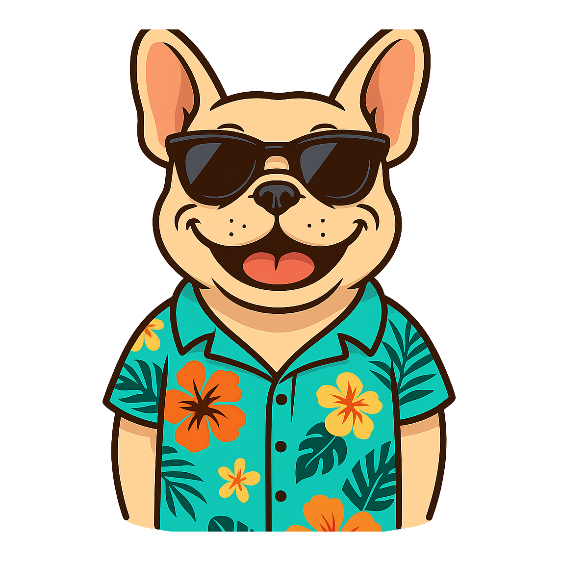 Tropical Cream French Bulldog - Bordered Artwork