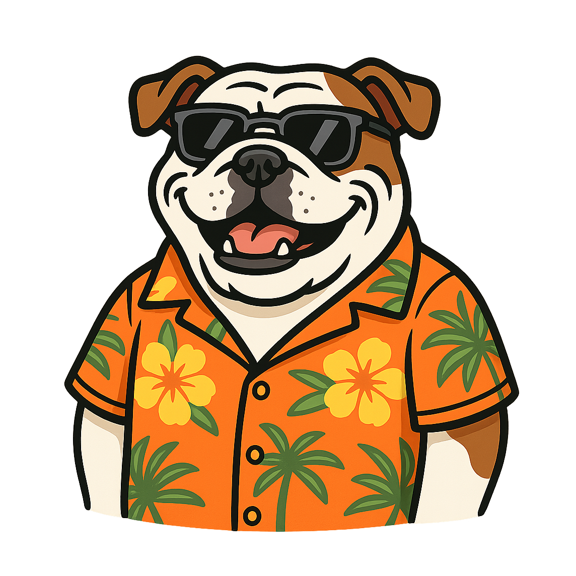 Tropical English Bulldog - Bordered Artwork