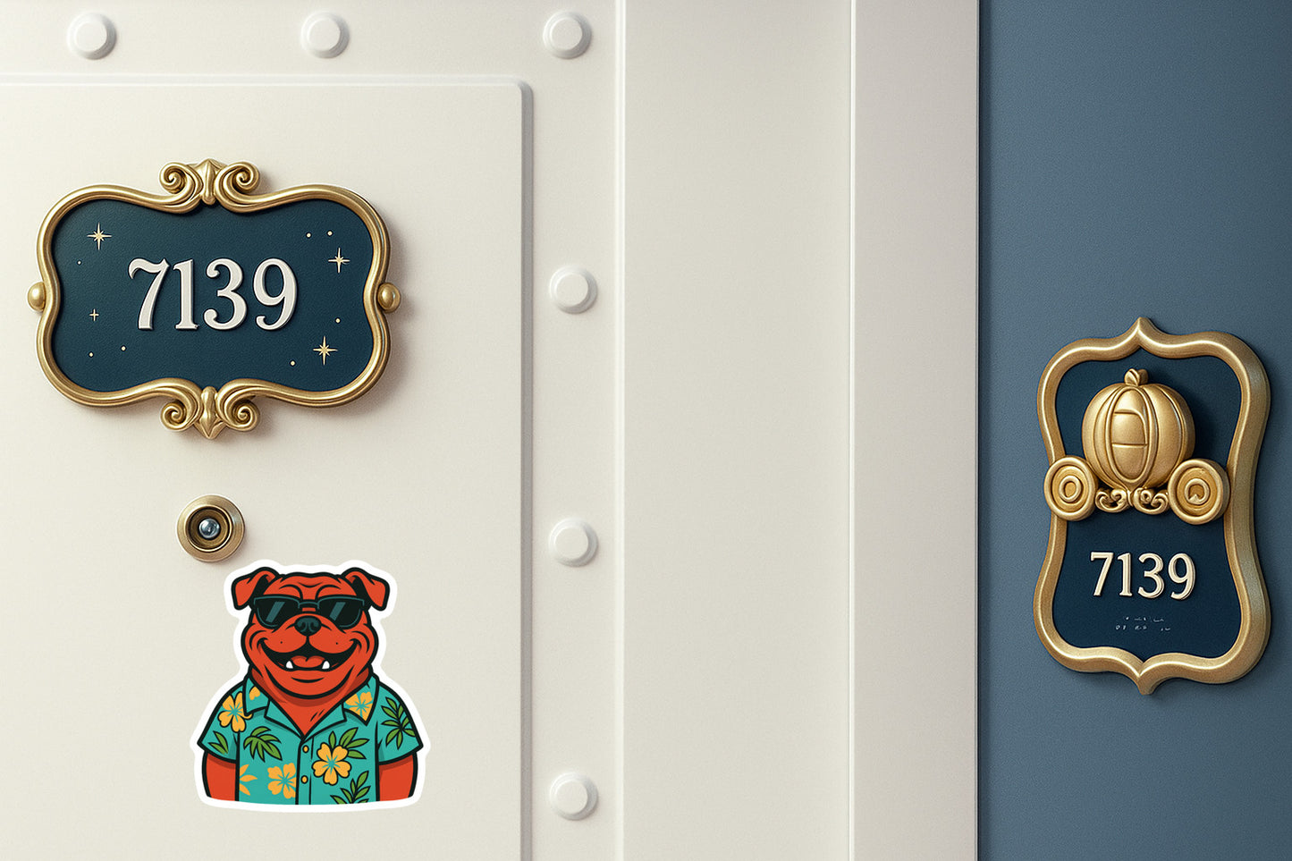 Tropical Red English Bulldog - Door Style 2 Mockup