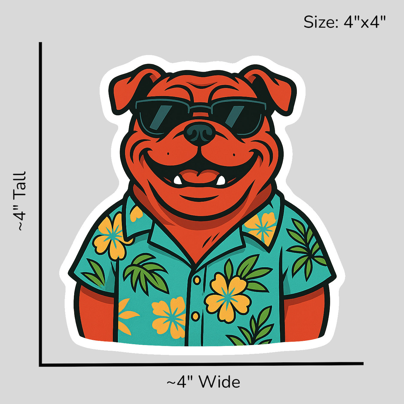 Tropical Red English Bulldog - Size Reference Mockup
