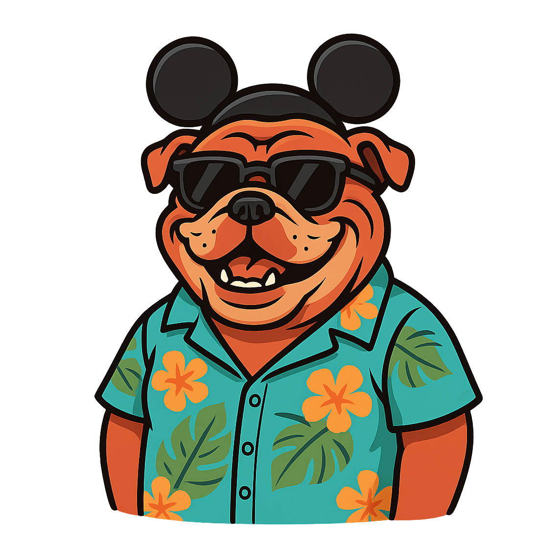 Magic Red English Bulldog - Bordered Artwork