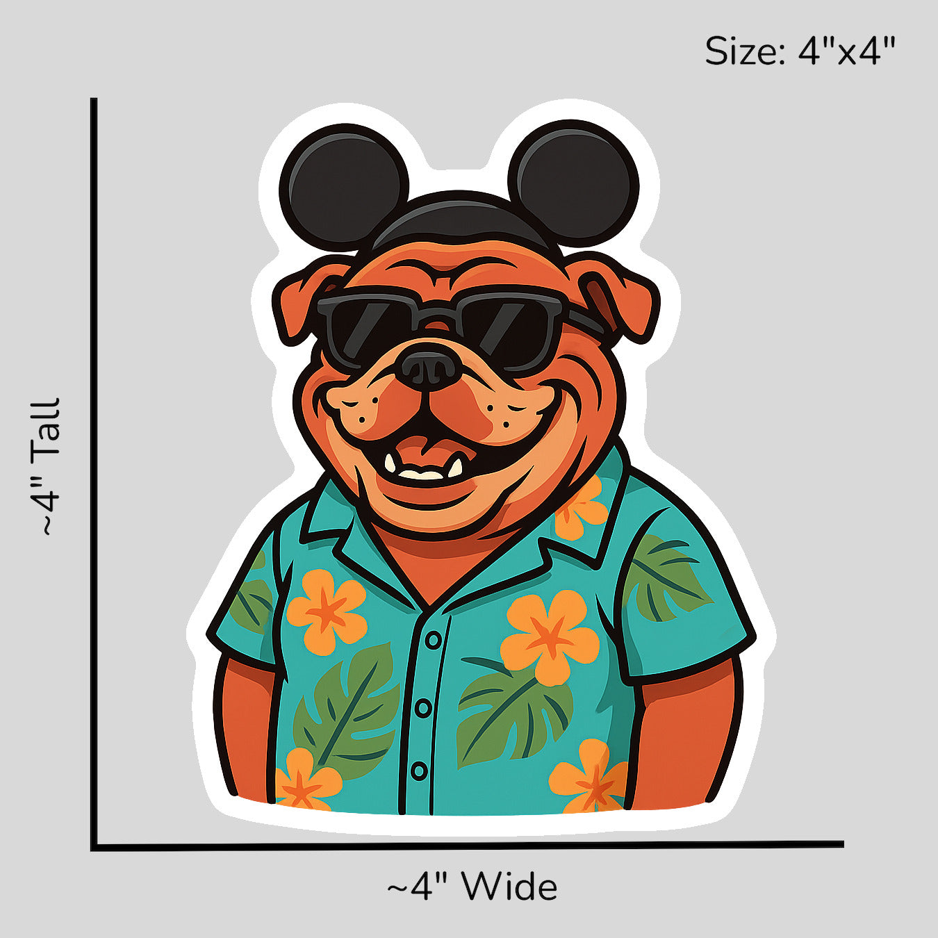 Magic Red English Bulldog - Size Reference Mockup