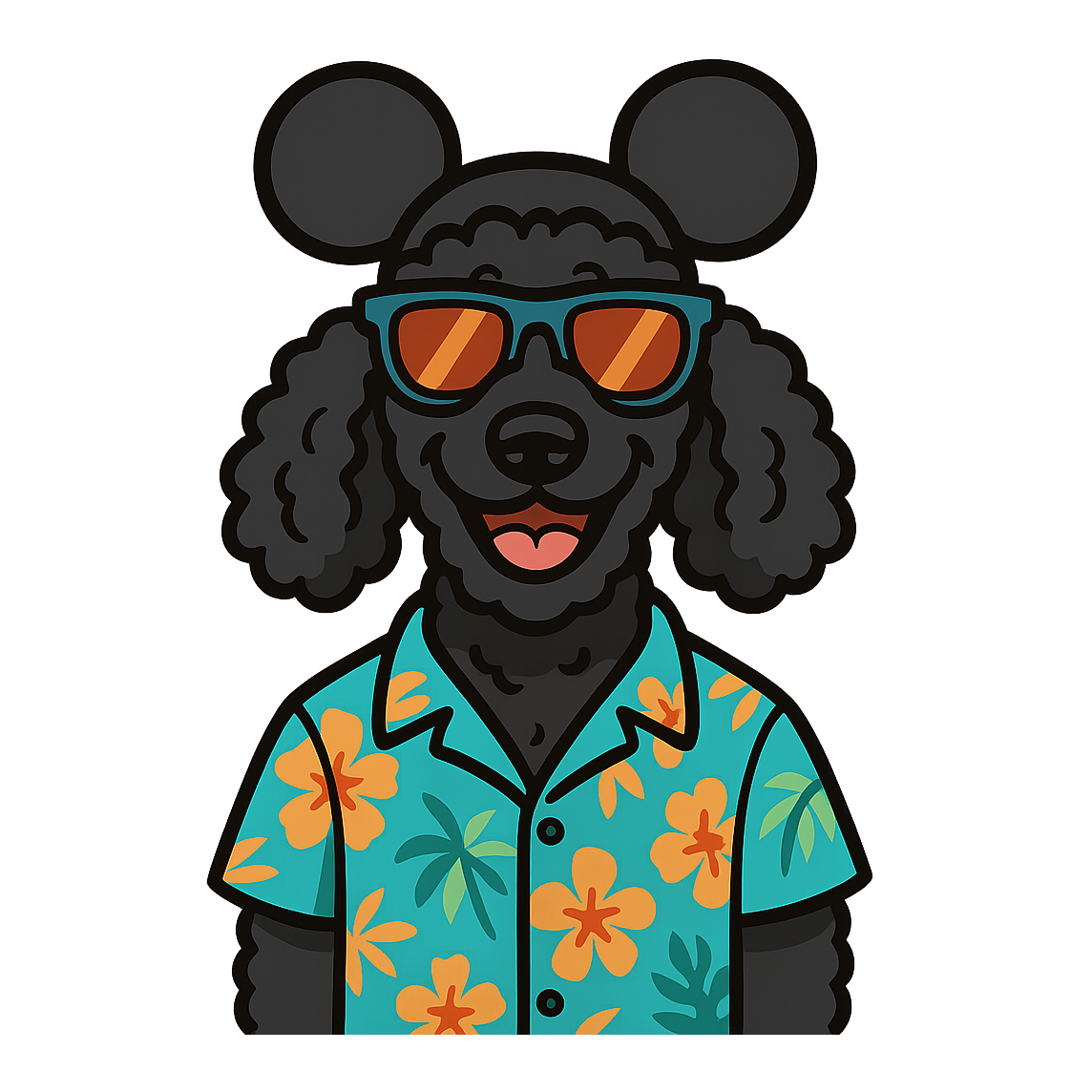 Magic Black Poodle - Bordered Artwork