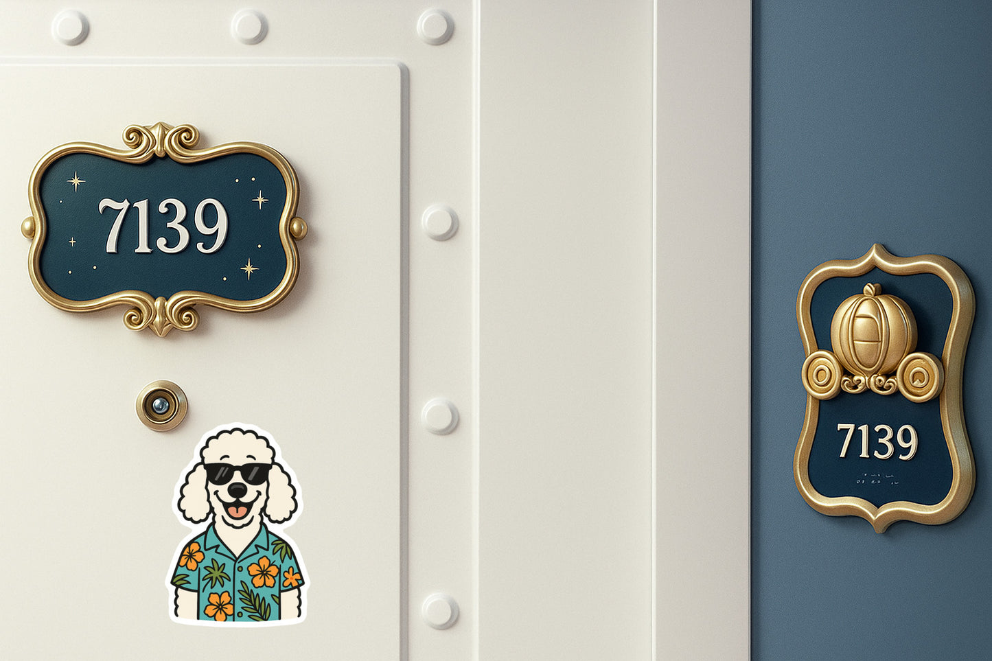 Tropical White Poodle - Door Style 2 Mockup