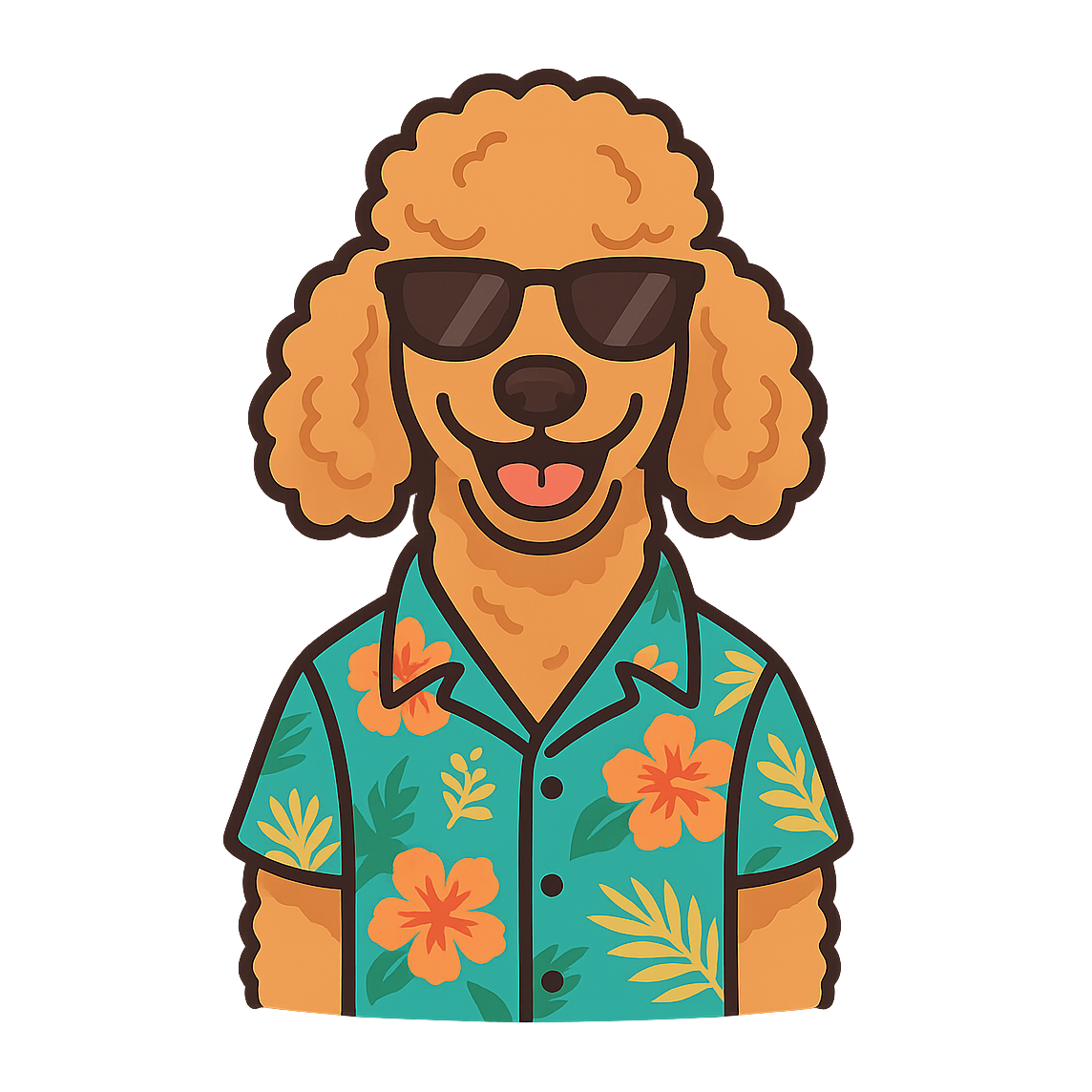 Tropical Apricot Poodle - Bordered Artwork
