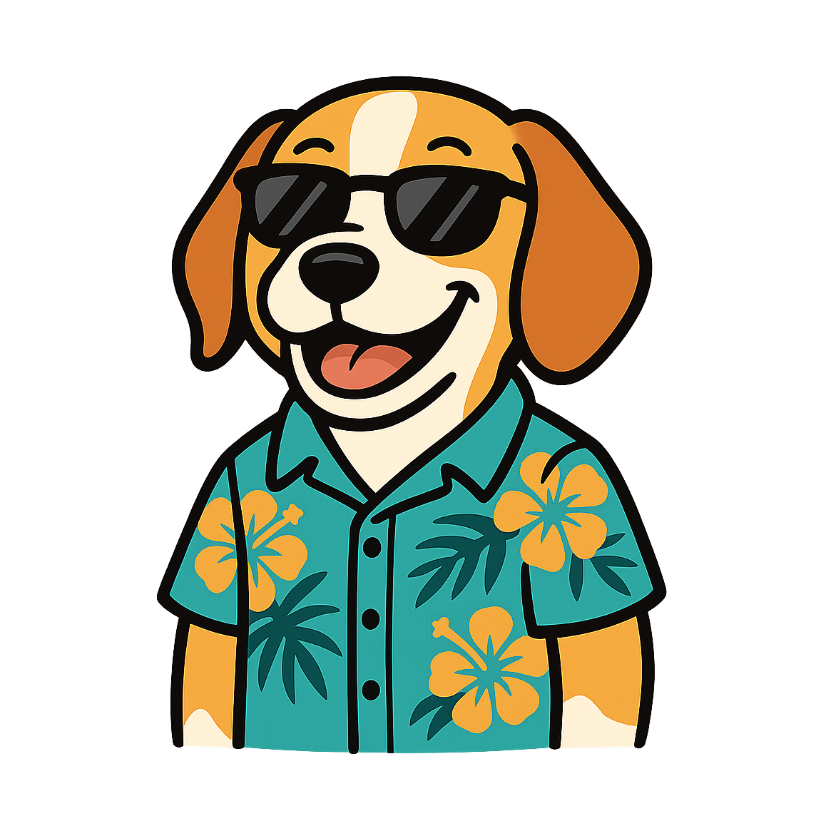 Tropical Lemon Beagle - Bordered Artwork