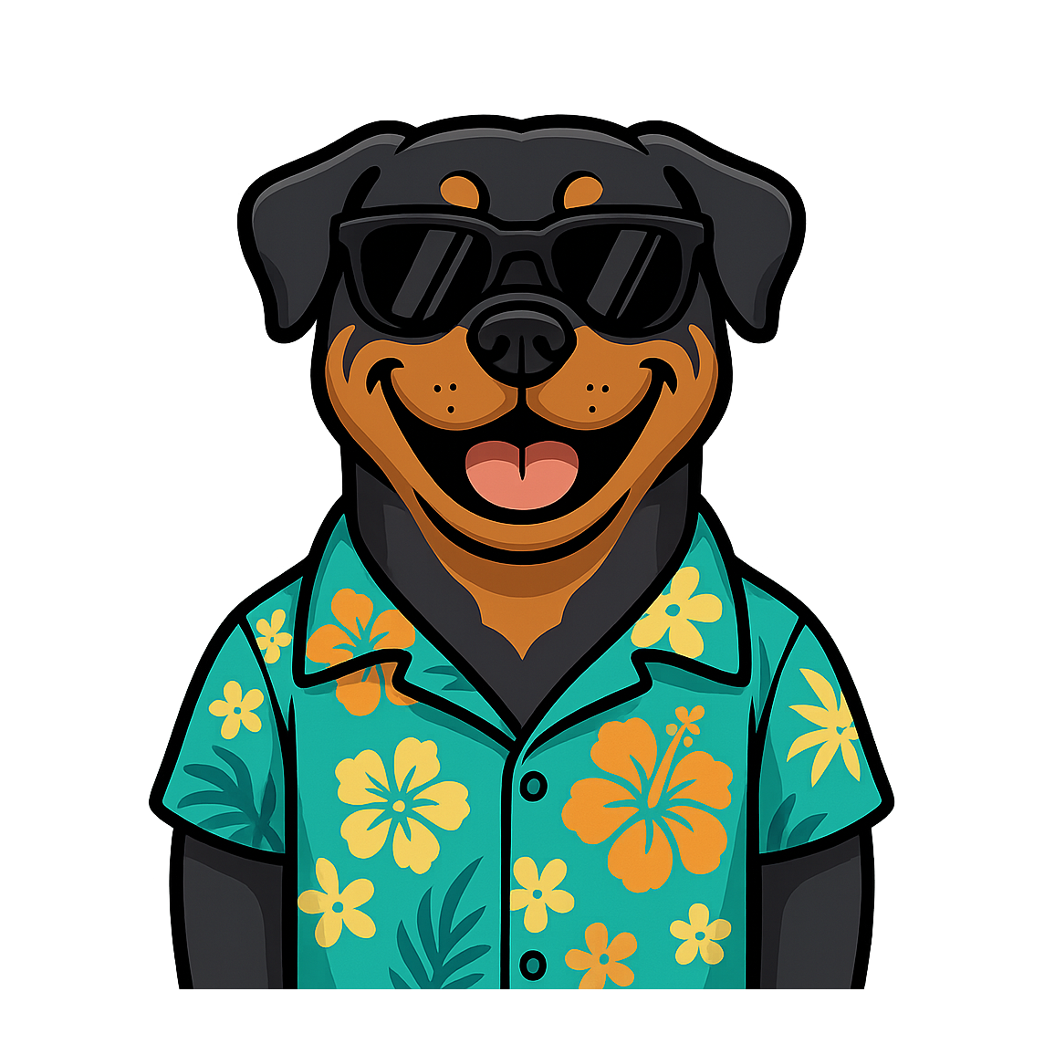 Tropical Rottweiler - Bordered Artwork