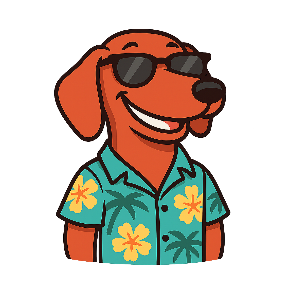 Tropical Red Dachshund - Bordered Artwork