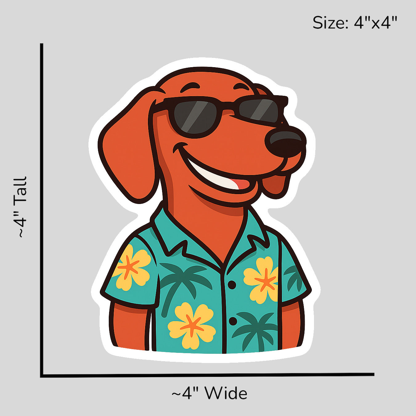 Tropical Red Dachshund - Size Reference Mockup
