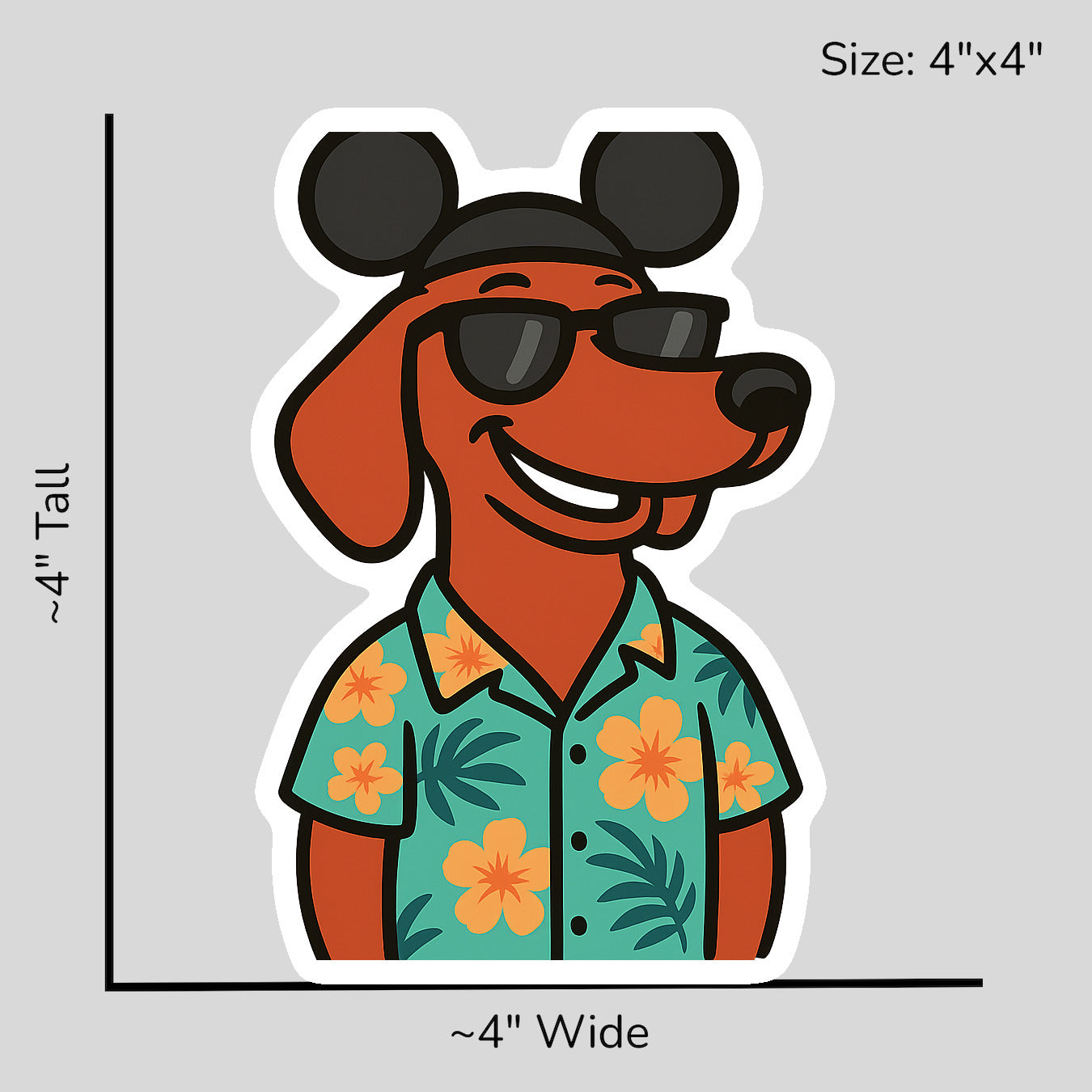 Magic Red Dachshund - Size Reference Mockup