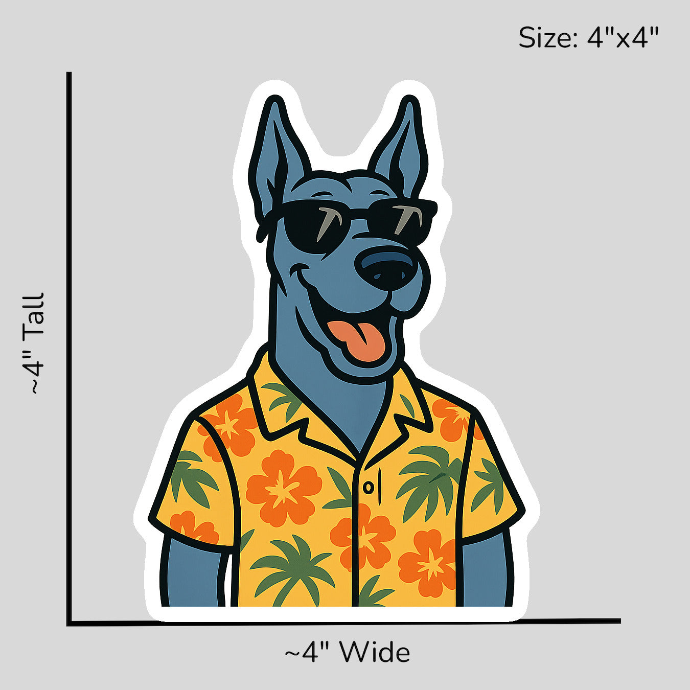 Tropical Blue Great Dane - Size Reference Mockup