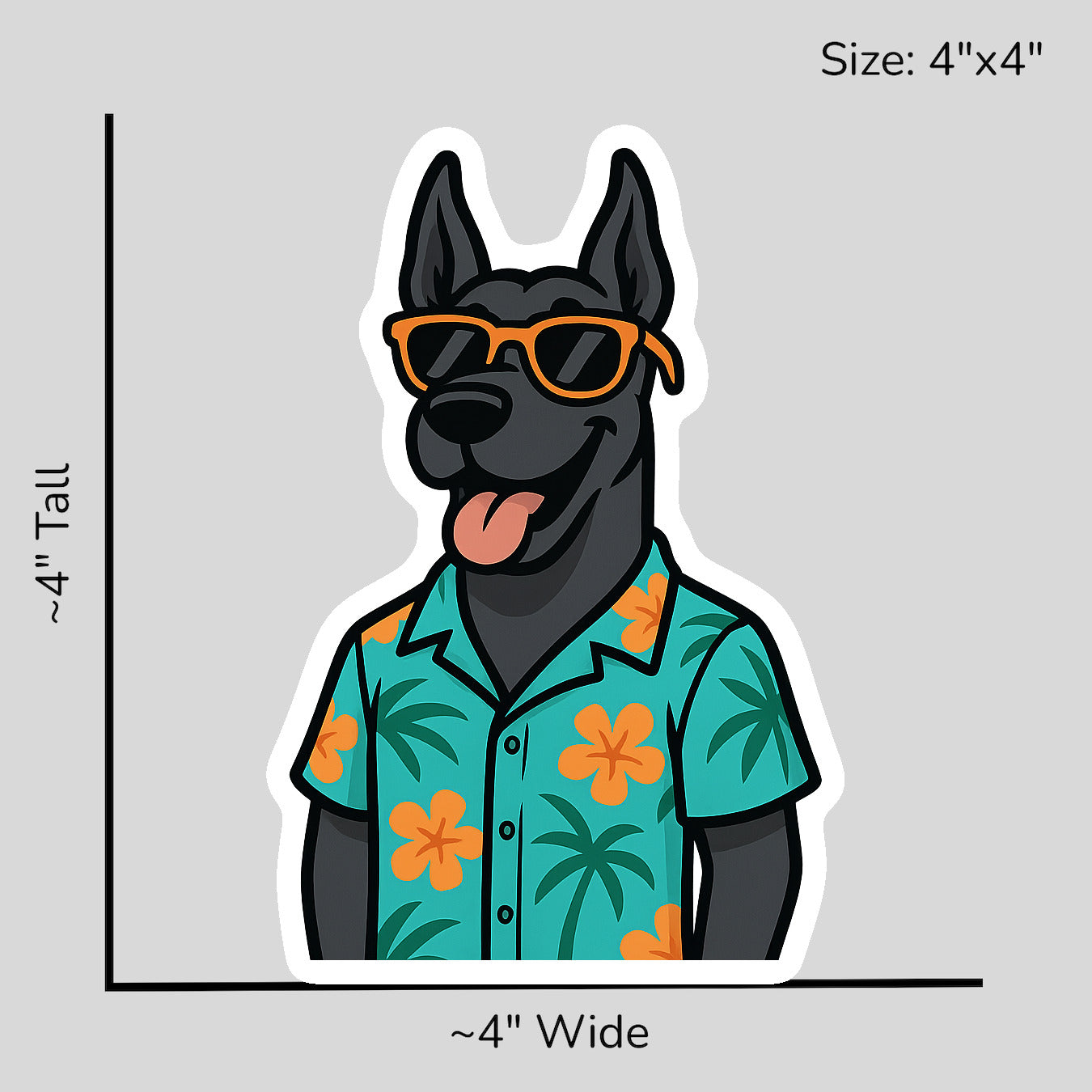 Tropical Black Great Dane - Size Reference Mockup