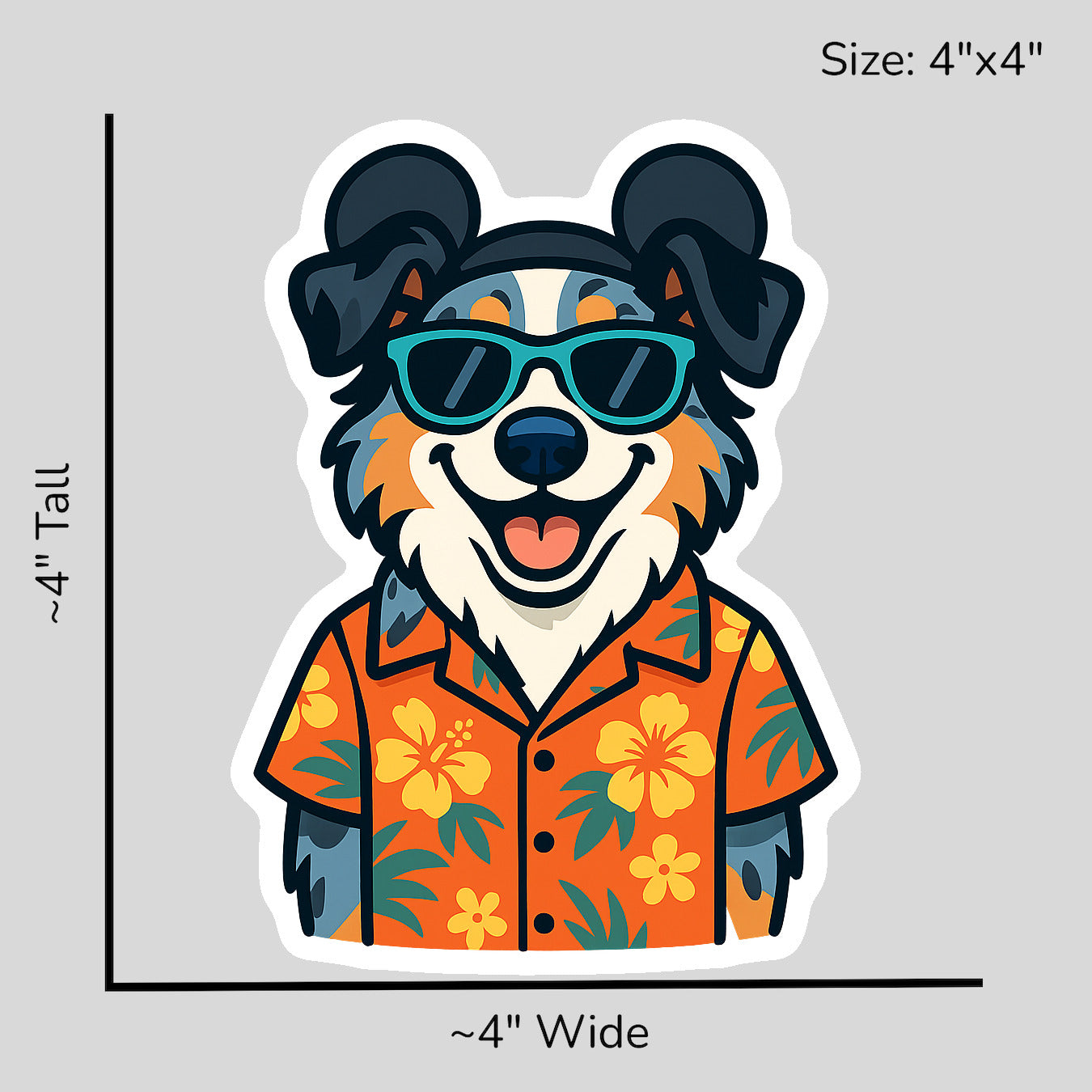 Magic Blue Merle Australian Shepherd - Size Reference Mockup