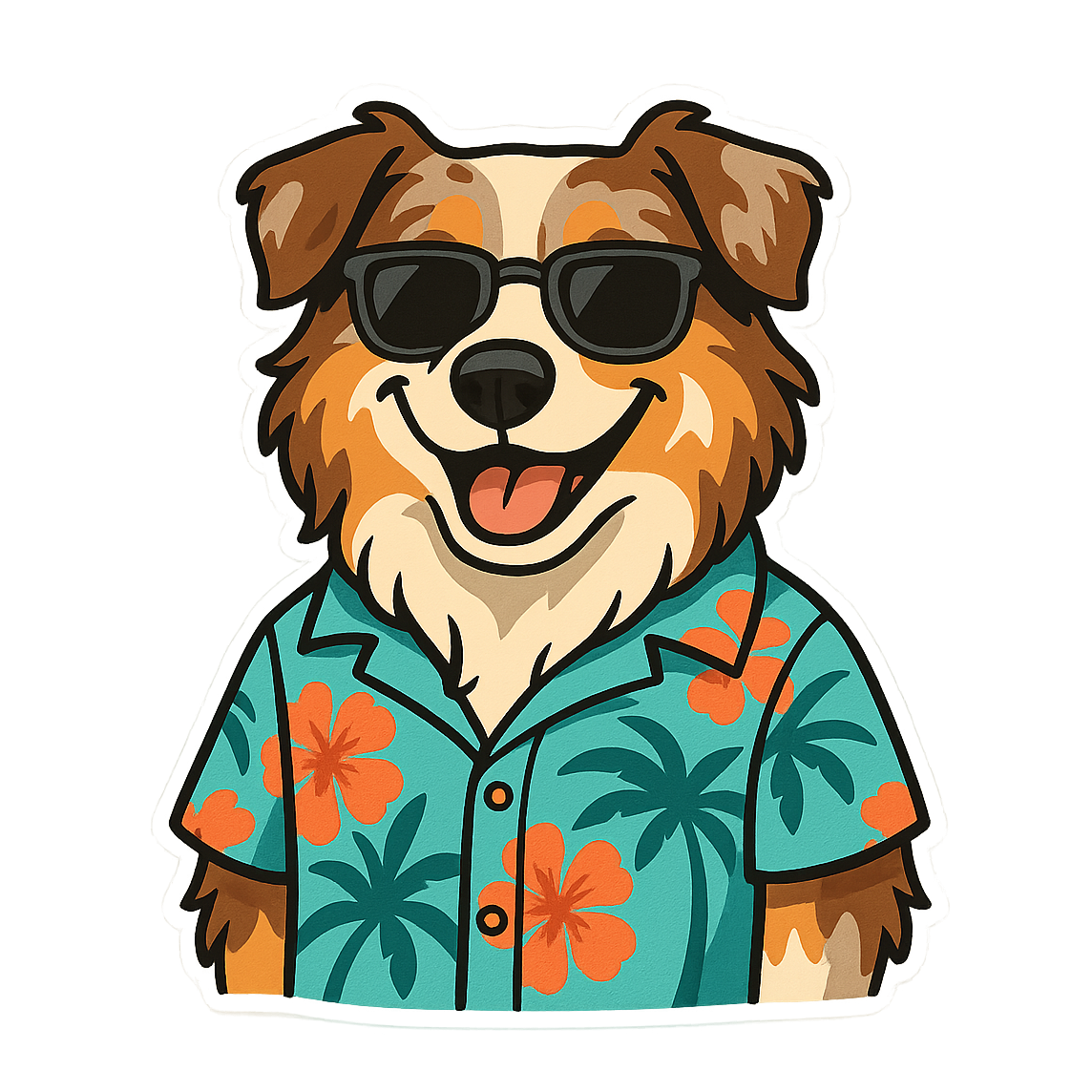 Tropical Red Merle Australian Shepherd - Bordered Artwork