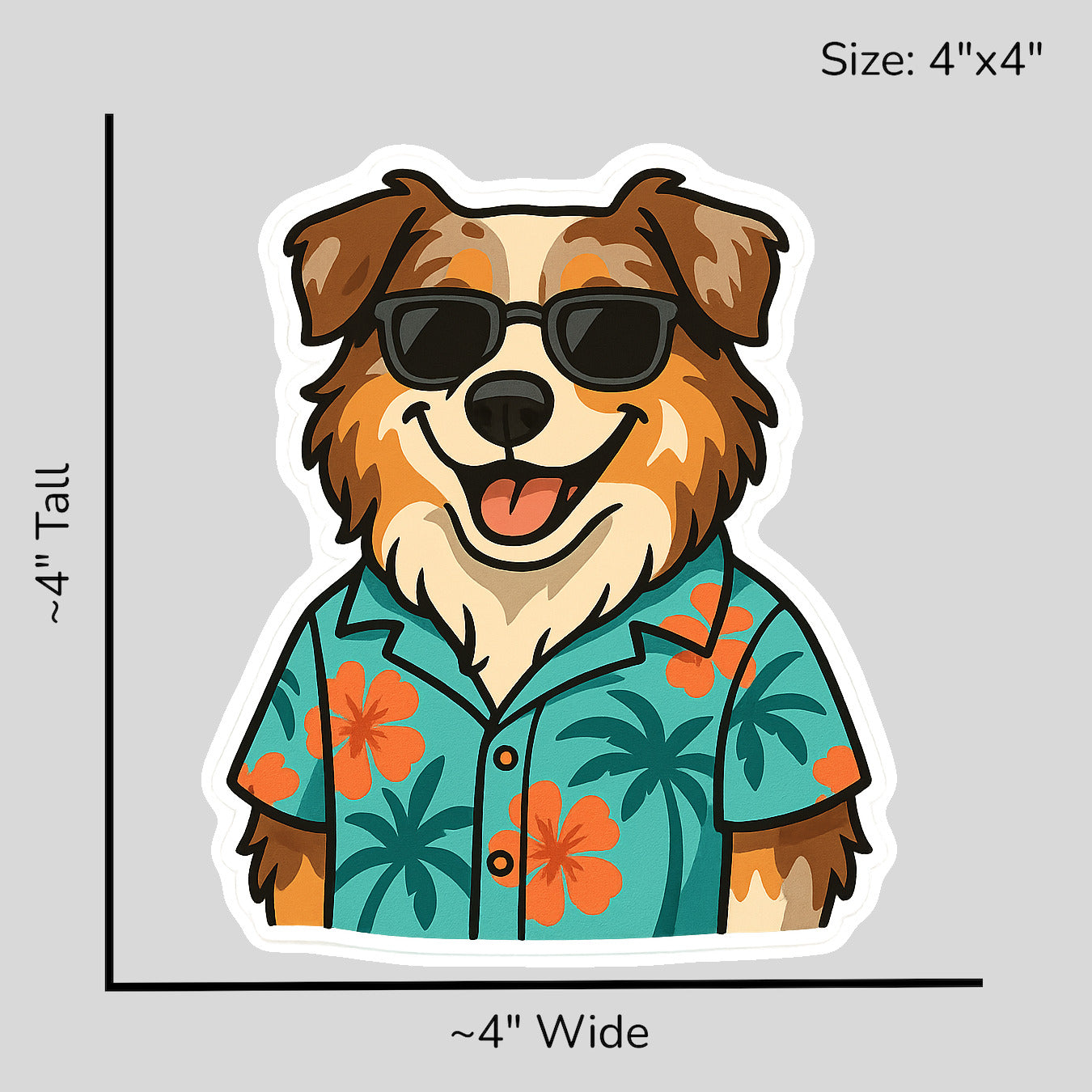 Tropical Red Merle Australian Shepherd - Size Reference Mockup