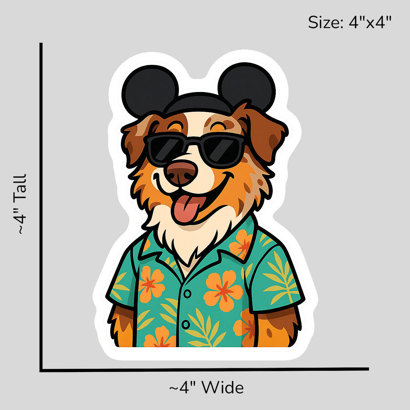 Magic Red Merle Australian Shepherd - Size Reference Mockup