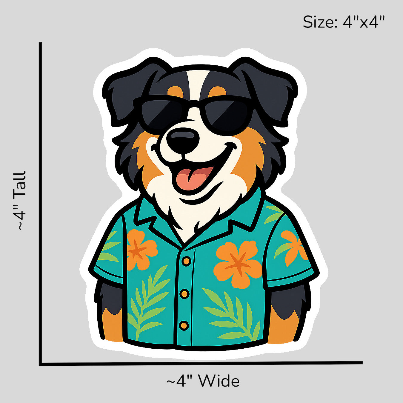 Tropical Black Australian Shepherd - Size Reference Mockup