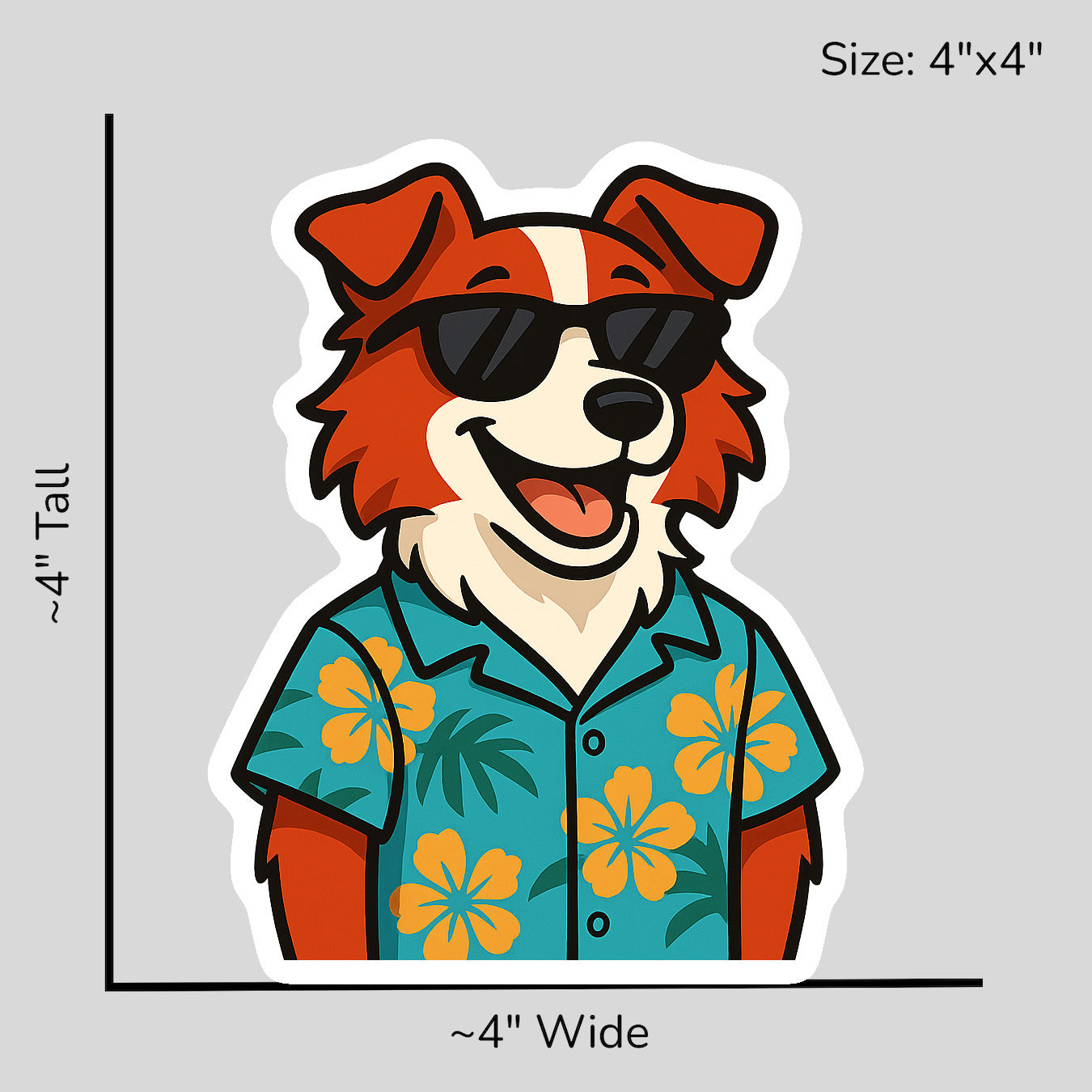 Tropical Red Border Collie - Size Reference Mockup
