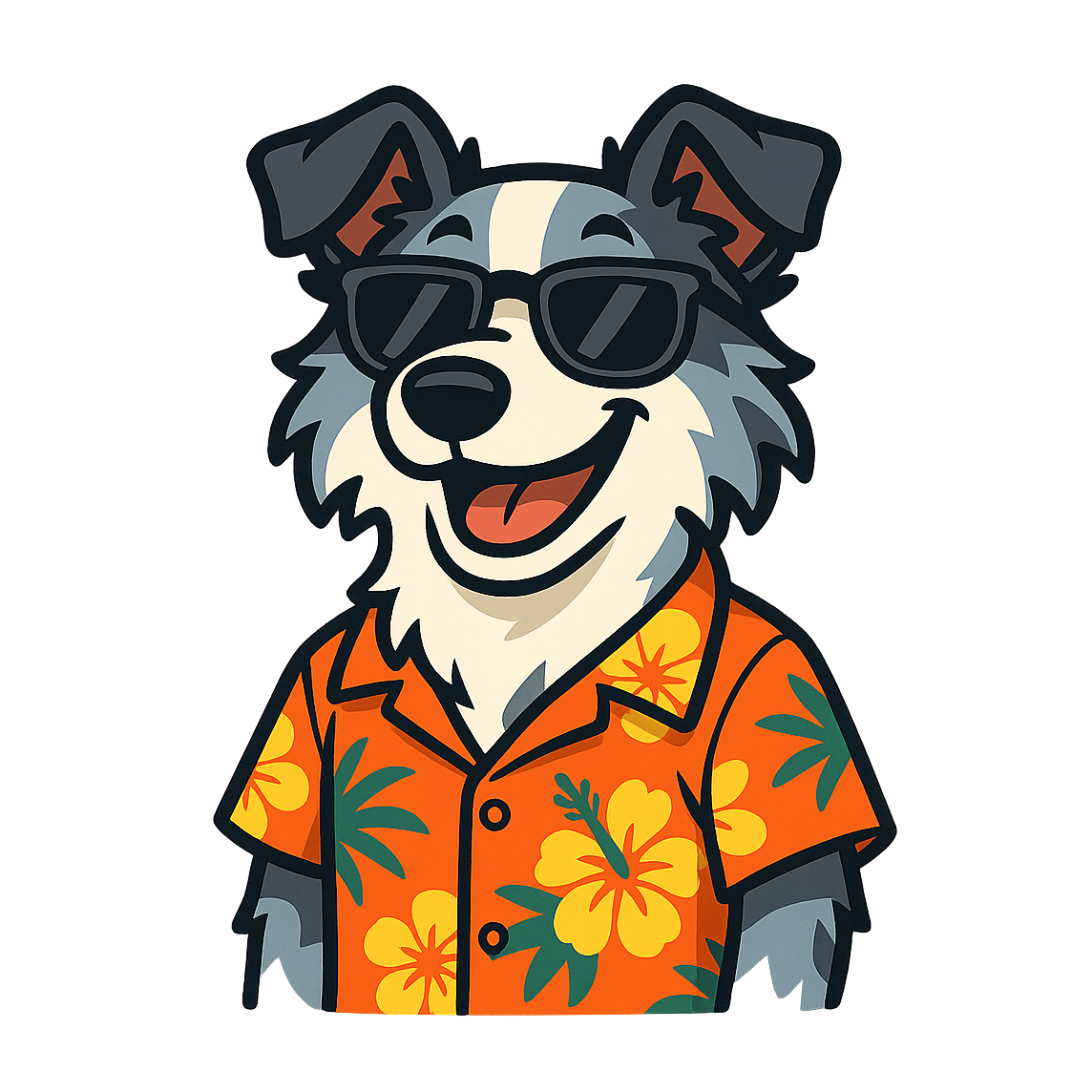 Tropical Blue Merle Border Collie - Bordered Artwork
