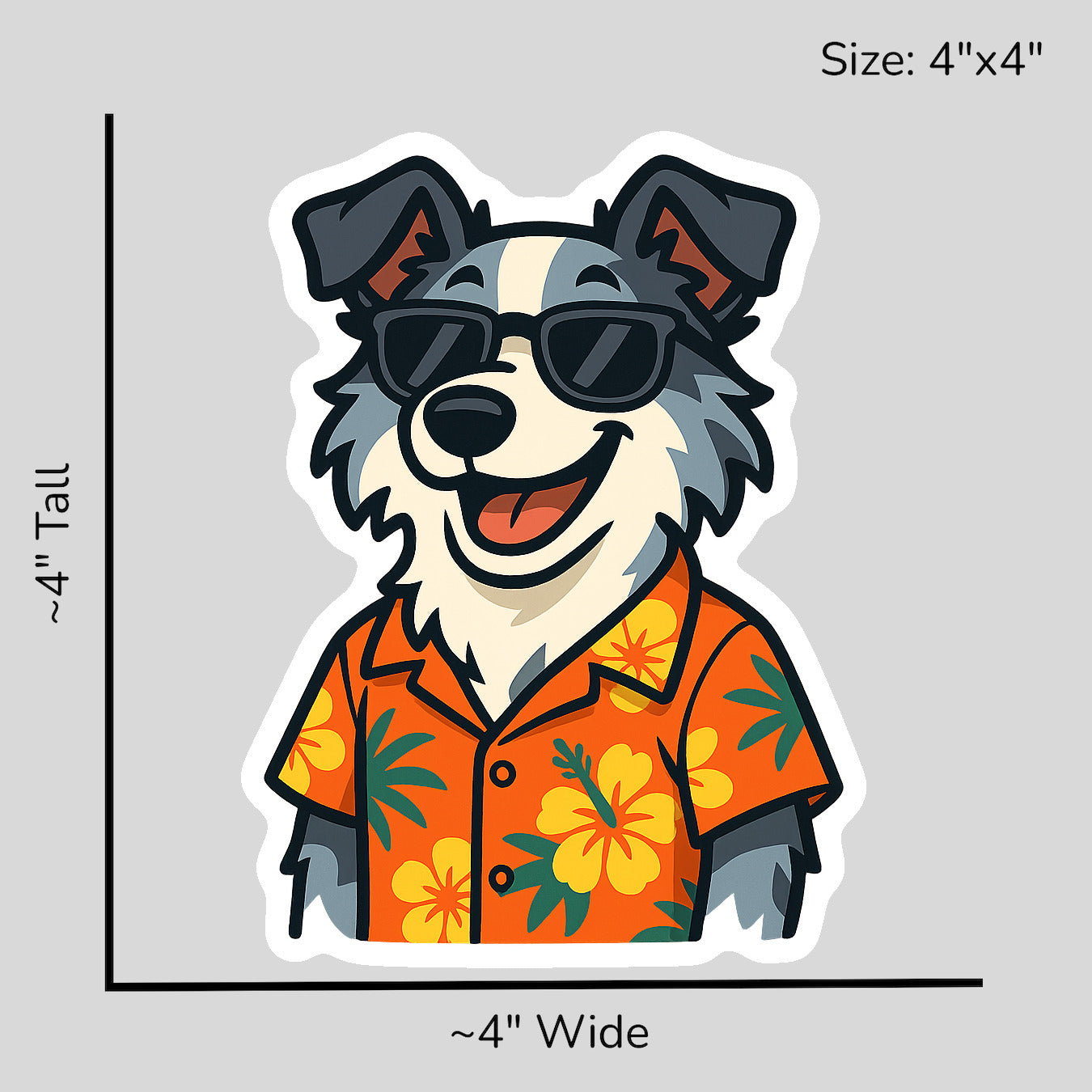 Tropical Blue Merle Border Collie - Size Reference Mockup