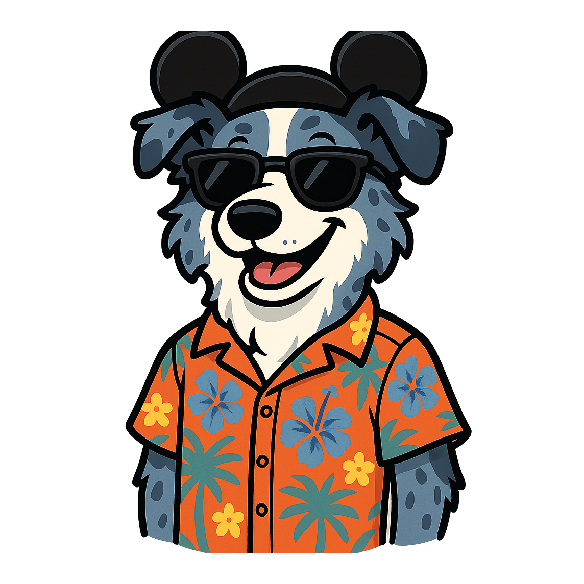 Magic Blue Merle Border Collie - Bordered Artwork