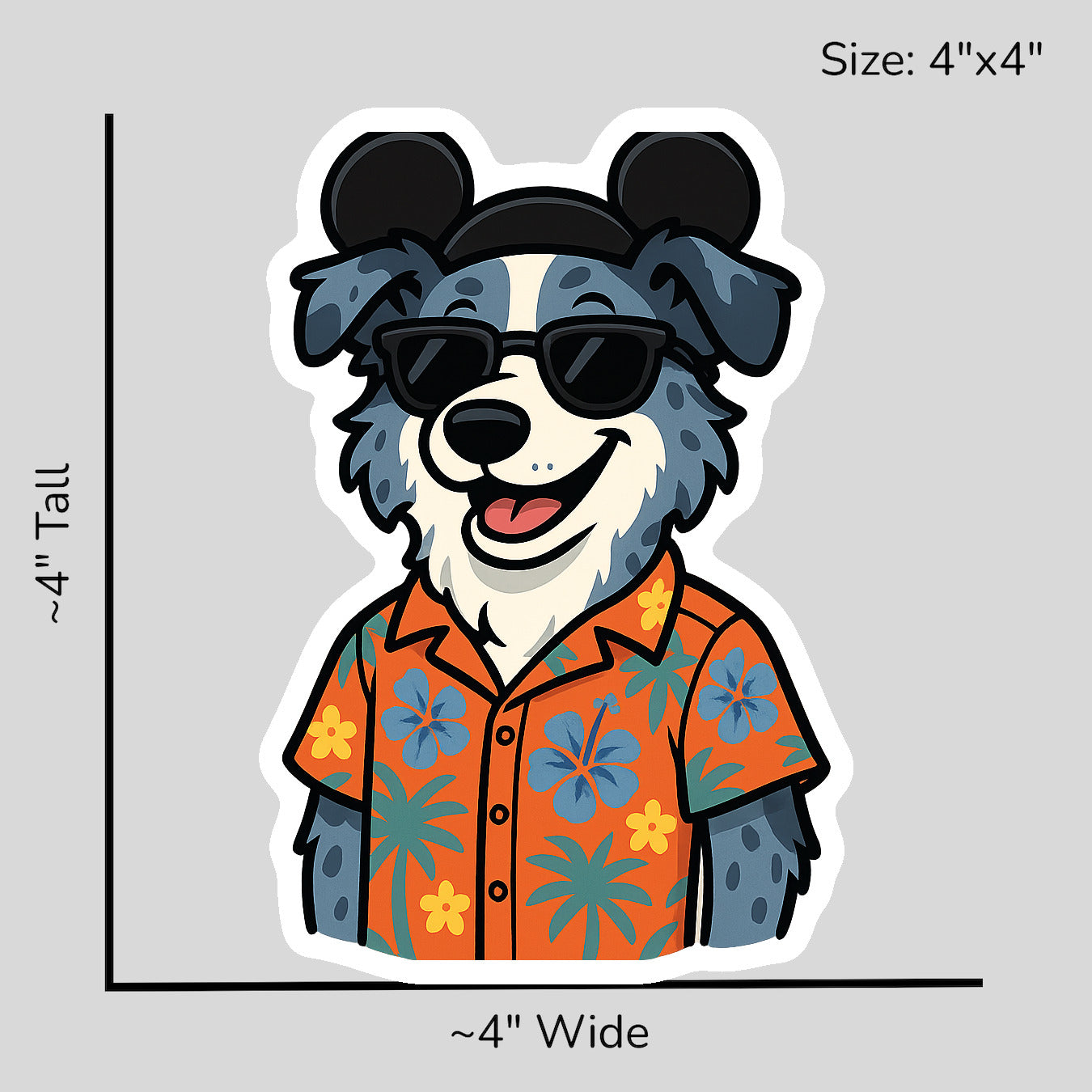 Magic Blue Merle Border Collie - Size Reference Mockup