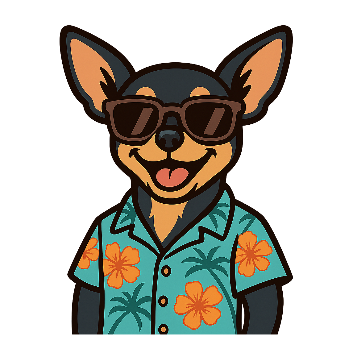Tropical Black Chihuahua - Bordered Artwork
