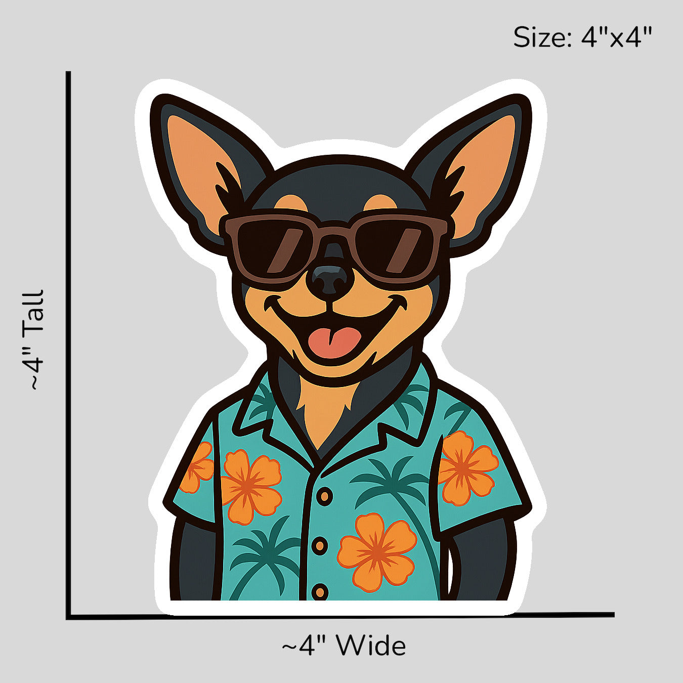 Tropical Black Chihuahua - Size Reference Mockup
