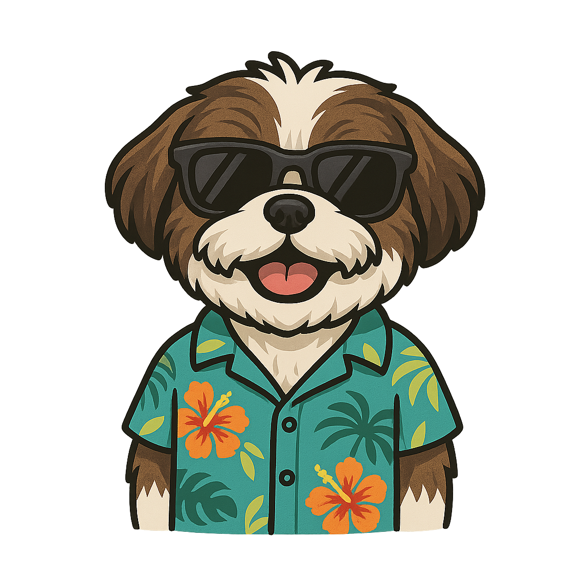 Tropical Brindle Shih Tzu - Bordered Artwork