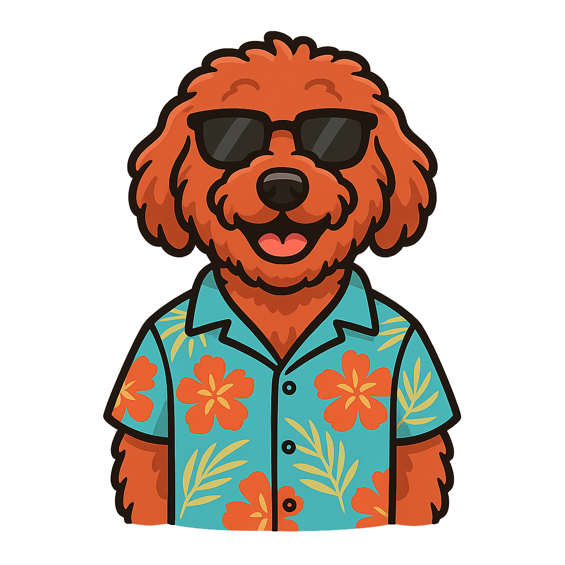 Tropical Red Goldendoodle - Bordered Artwork
