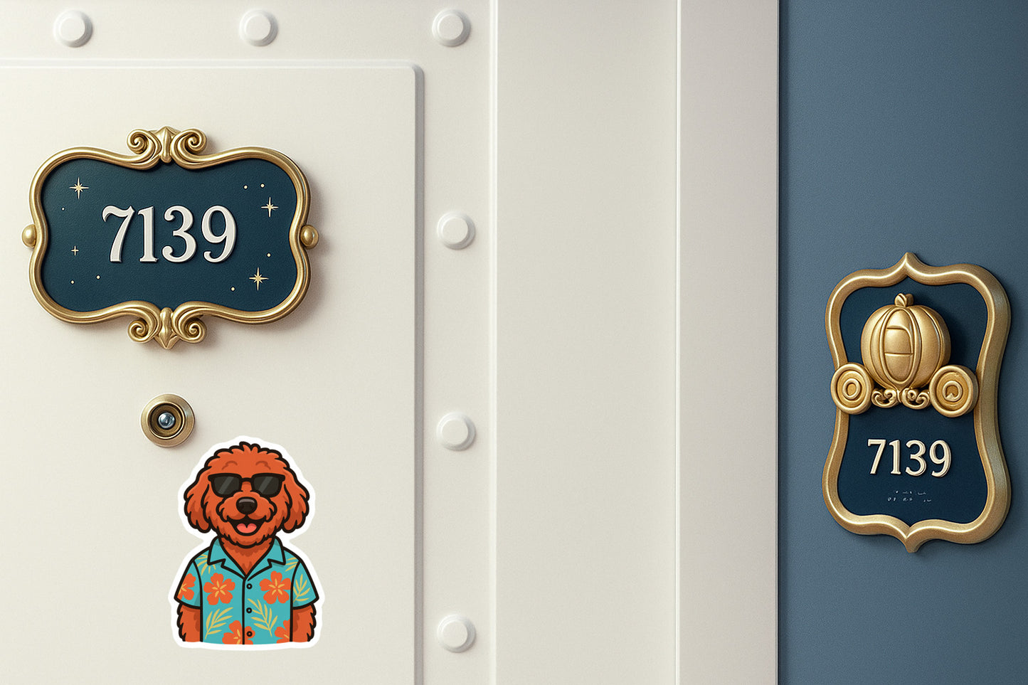 Tropical Red Goldendoodle - Door Style 2 Mockup