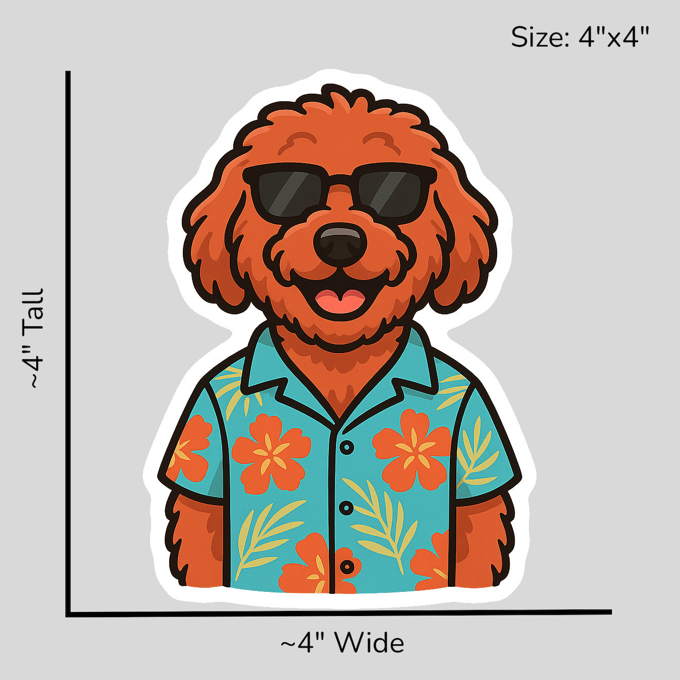 Tropical Red Goldendoodle - Size Reference Mockup