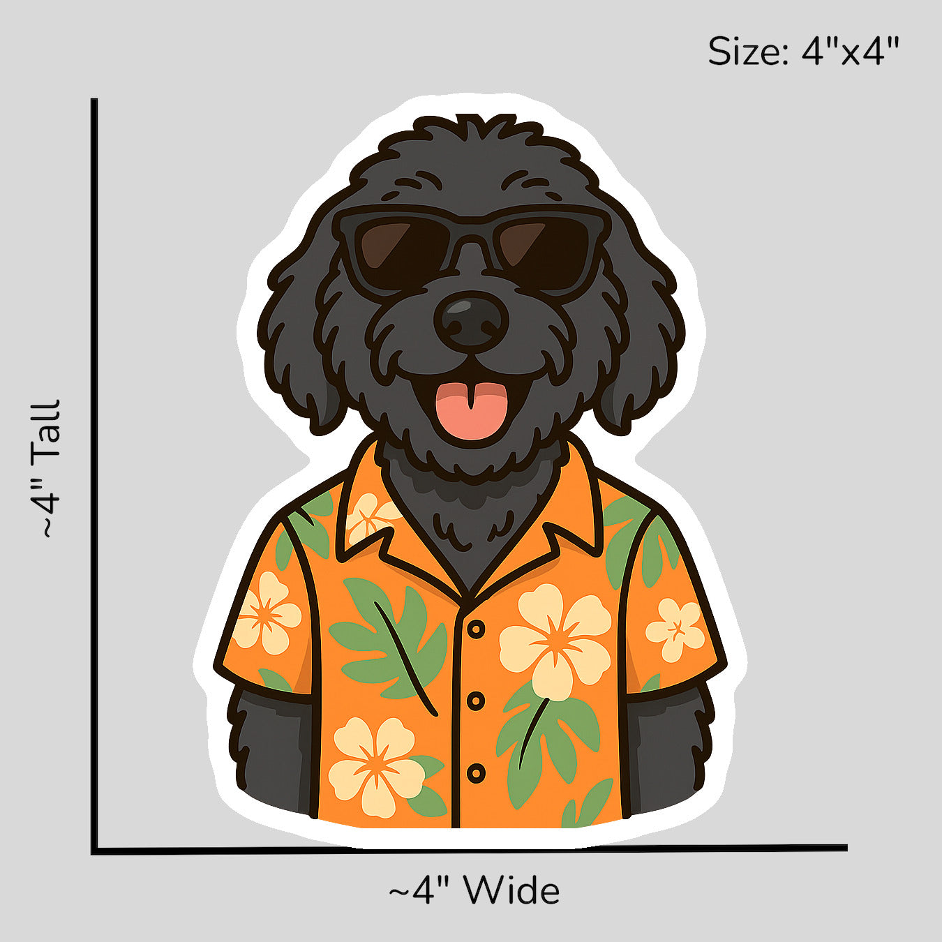 Tropical Black Goldendoodle - Size Reference Mockup