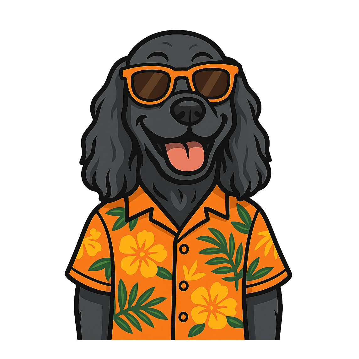 Tropical Black Cocker Spaniel - Bordered Artwork