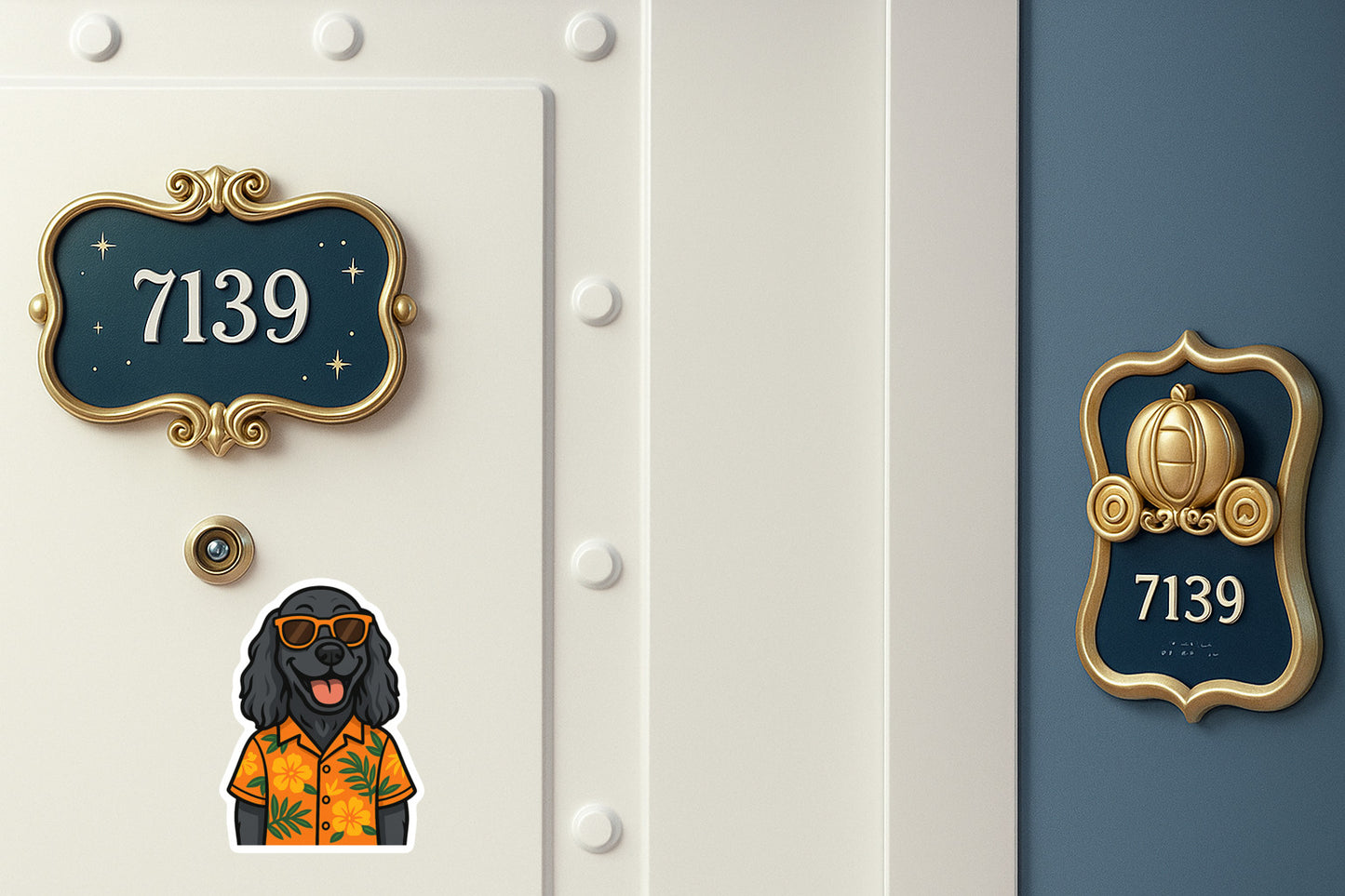 Tropical Black Cocker Spaniel - Door Style 2 Mockup