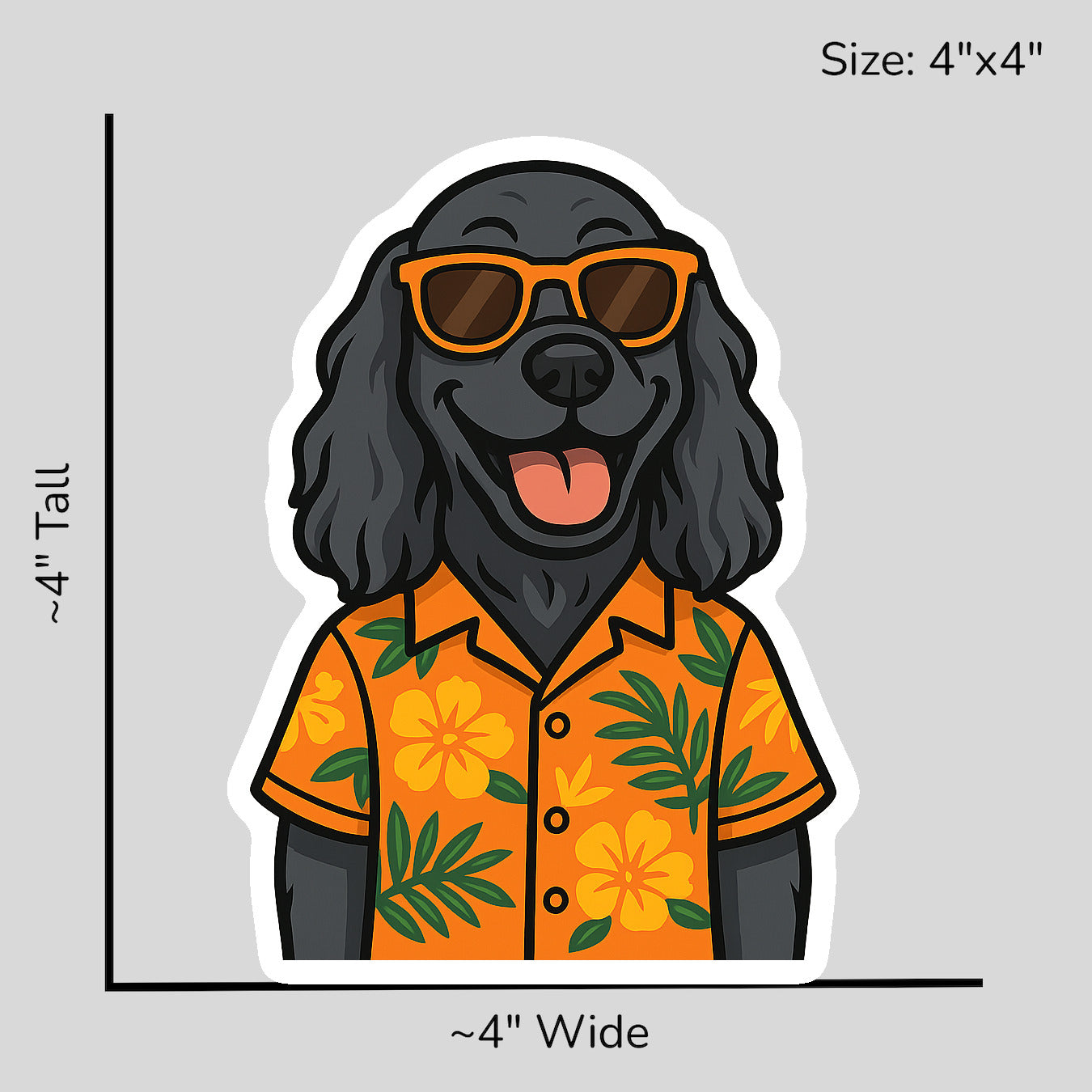 Tropical Black Cocker Spaniel - Size Reference Mockup