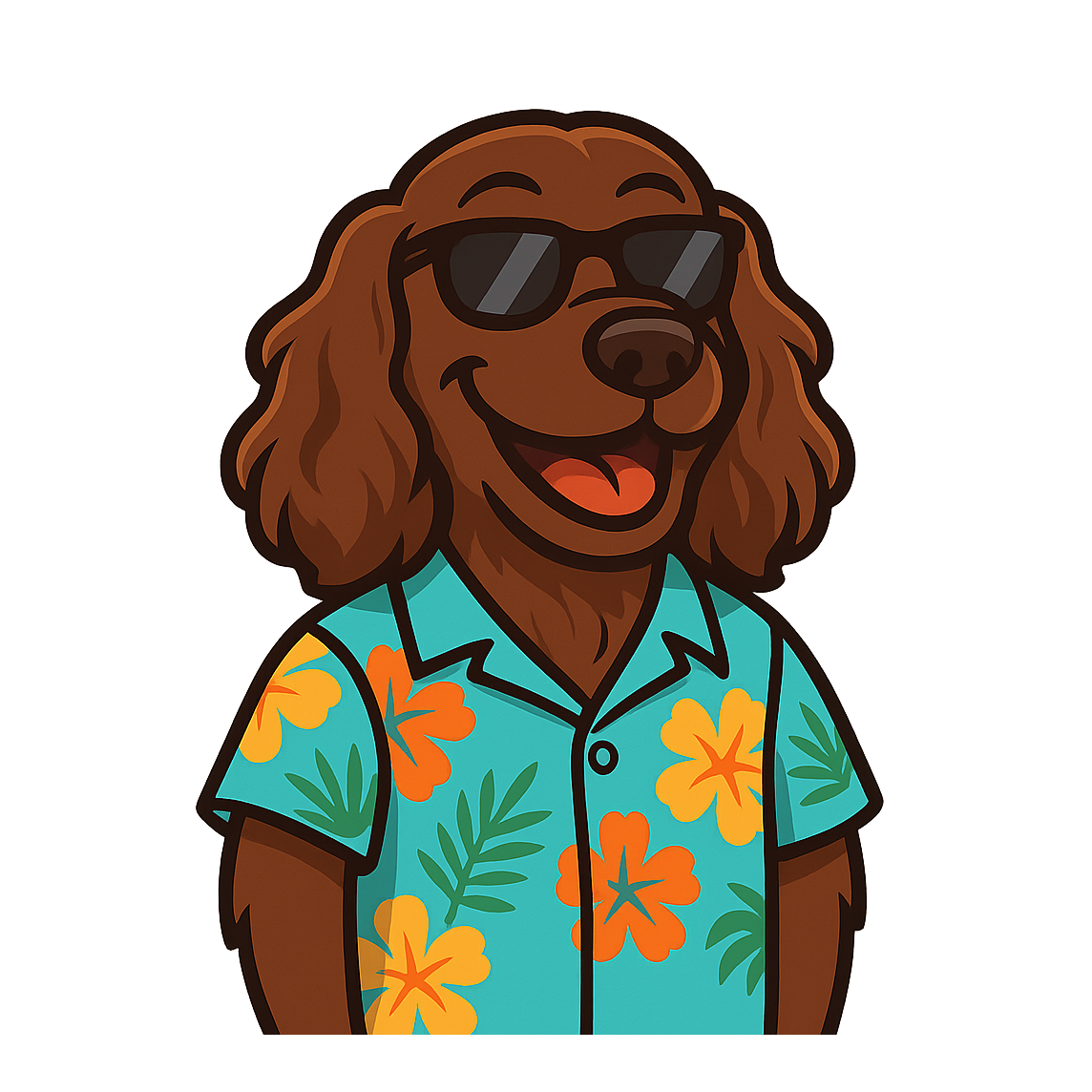 Tropical Chocolate Cocker Spaniel - Bordered Artwork